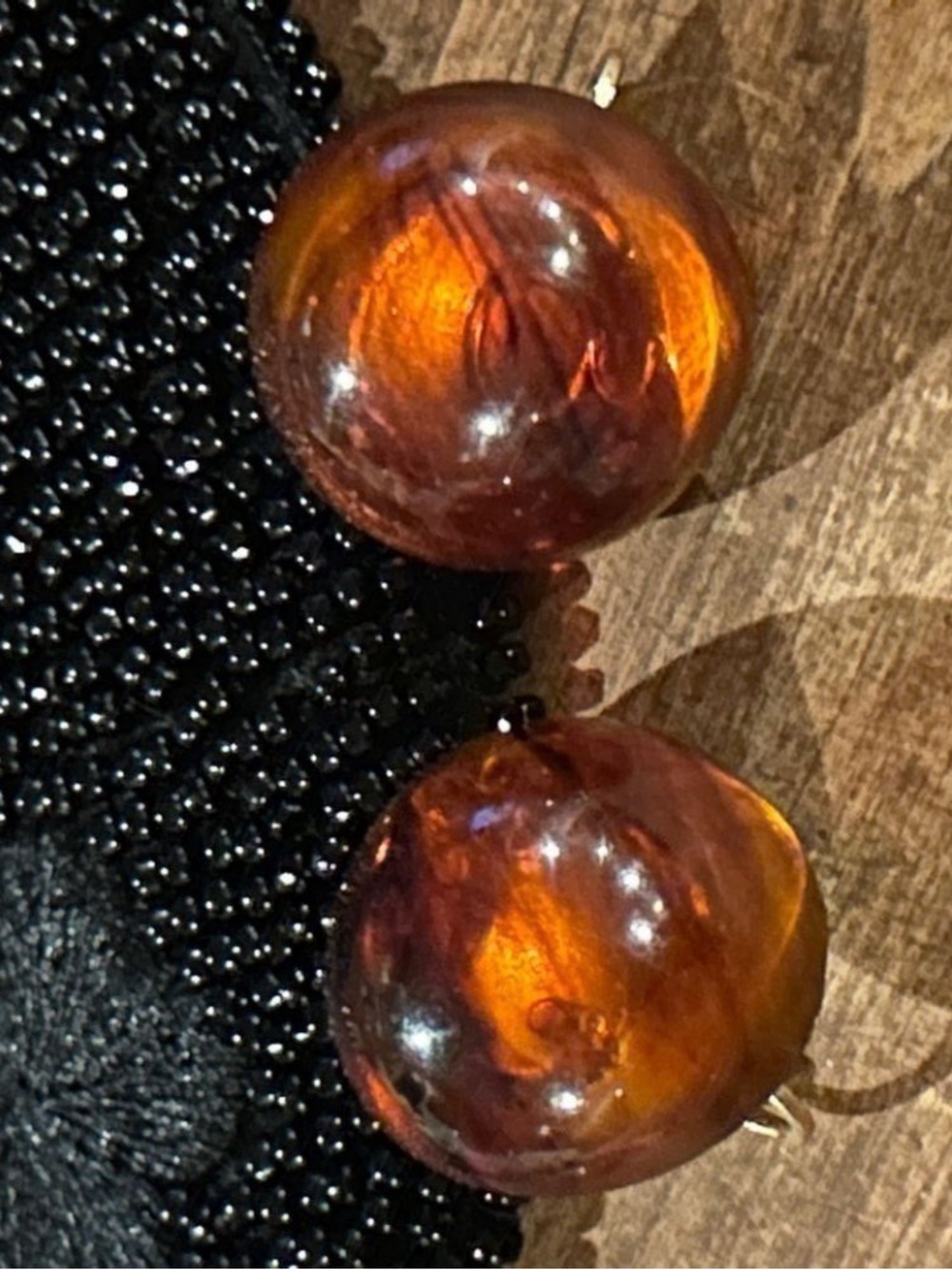 Vintage 1950 Round Completely Translucent Orange Earrings Acrylic Look excellent - Picture 3 of 6